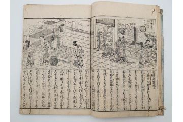 江戸期　享和3年　上垣守国　西村中和・速水春暁斎画　「養蚕秘録」　3冊揃(蚕業、上垣伊兵衛守国、扶桑園第一産、木版画、絵入本、和本、古書)(R-083900)
