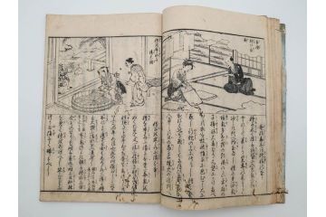 江戸期　享和3年　上垣守国　西村中和・速水春暁斎画　「養蚕秘録」　3冊揃(蚕業、上垣伊兵衛守国、扶桑園第一産、木版画、絵入本、和本、古書)(R-083900)