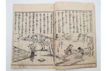 江戸期　享和3年　上垣守国　西村中和・速水春暁斎画　「養蚕秘録」　3冊揃(蚕業、上垣伊兵衛守国、扶桑園第一産、木版画、絵入本、和本、古書)(R-083900)
