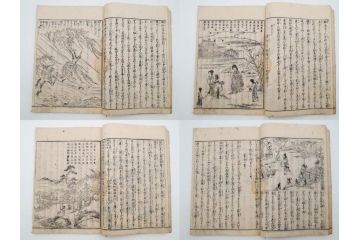 江戸期　享和3年　上垣守国　西村中和・速水春暁斎画　「養蚕秘録」　3冊揃(蚕業、上垣伊兵衛守国、扶桑園第一産、木版画、絵入本、和本、古書)(R-083900)