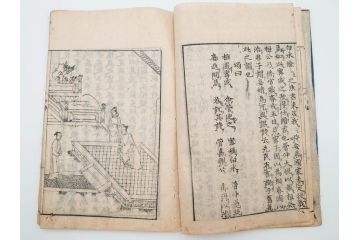 江戸期　承応2年　「新刻古列女傳(伝)」　8冊揃(木版画、伝記、絵入本、古書、和本)(R-083902)