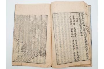 江戸期　承応2年　「新刻古列女傳(伝)」　8冊揃(木版画、伝記、絵入本、古書、和本)(R-083902)
