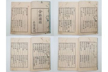 江戸〜明治期　校正古銭鑑大成　金銀図録7冊揃　珍銭奇品図録　西洋銭譜　古銭価格図鑑　新校正孔方図鑑2冊　和漢銭彙　和本14冊セット(木版画、古書)(R-083905)