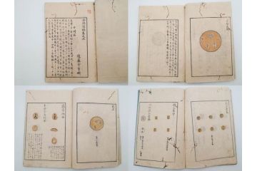江戸〜明治期　校正古銭鑑大成　金銀図録7冊揃　珍銭奇品図録　西洋銭譜　古銭価格図鑑　新校正孔方図鑑2冊　和漢銭彙　和本14冊セット(木版画、古書)(R-083905)