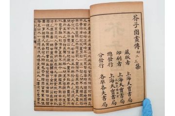 中国　上海天宝書局　「芥子園画伝」　唐本　4帙　16冊セット(木版画、古書、和本)(R-083906)