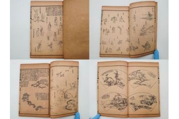 中国　上海天宝書局　「芥子園画伝」　唐本　4帙　16冊セット(木版画、古書、和本)(R-083906)