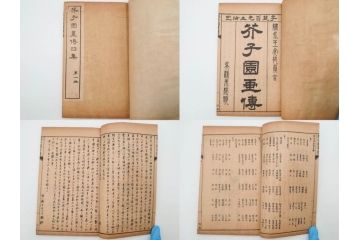 中国　上海天宝書局　「芥子園画伝」　唐本　4帙　16冊セット(木版画、古書、和本)(R-083906)