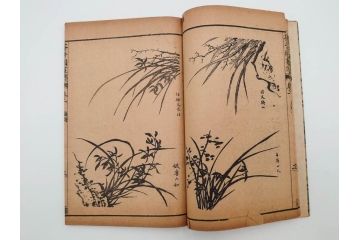 中国　上海天宝書局　「芥子園画伝」　唐本　4帙　16冊セット(木版画、古書、和本)(R-083906)