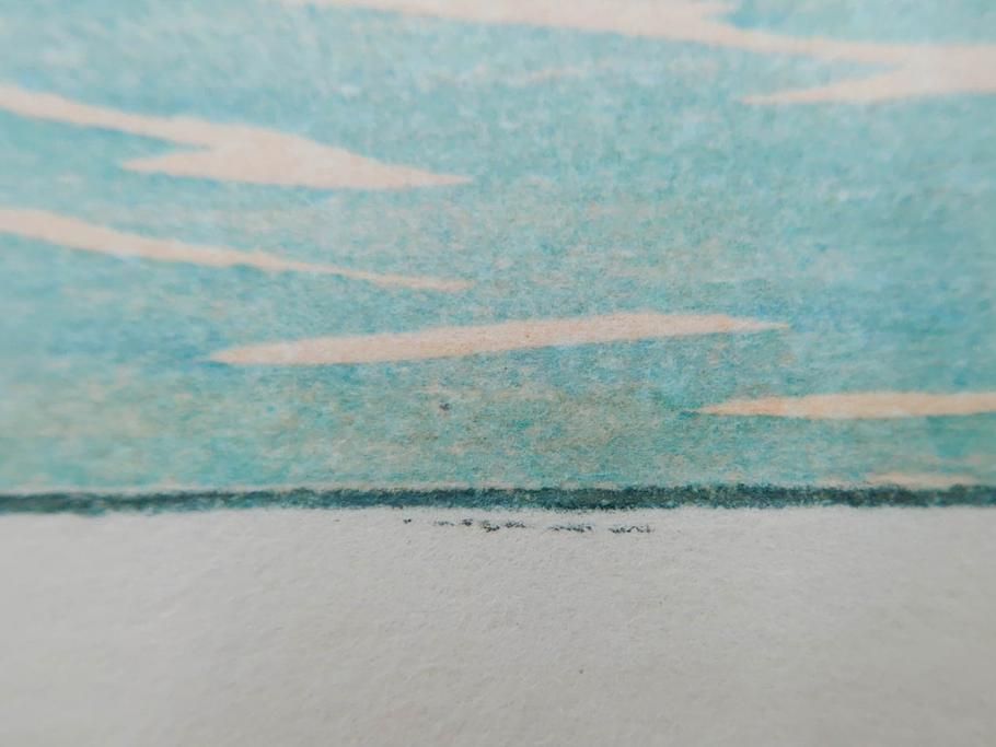 真作　後摺り　わたなべ印　昭和16年川瀬巴水作　「信州 松原湖」　繊細な色彩表現が美しい木版画　(R-083908)