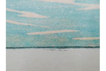 真作　後摺り　わたなべ印　昭和16年川瀬巴水作　「信州 松原湖」　繊細な色彩表現が美しい木版画　(R-083908)