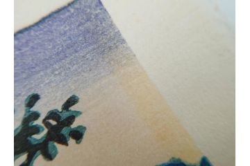 真作　後摺り　わたなべ印　昭和16年川瀬巴水作　「信州 松原湖」　繊細な色彩表現が美しい木版画　(R-083908)