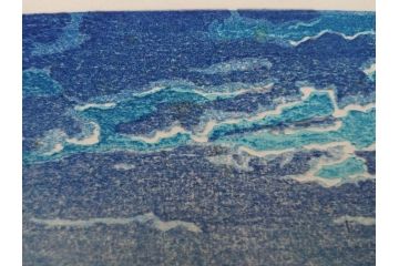 真作　後摺り わたなべ印　昭和8年川瀬巴水 松嶋島双子島」 幻想的な色彩美に惹かれる木版画　(R-083909)