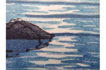 真作　後摺り わたなべ印　昭和8年川瀬巴水 松嶋島双子島」 幻想的な色彩美に惹かれる木版画　(R-083909)