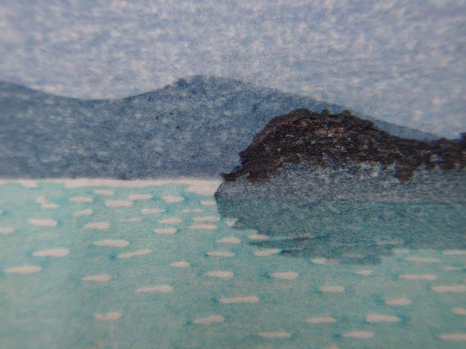 真作　後摺り わたなべ印　昭和8年川瀬巴水 松嶋島双子島」 幻想的な色彩美に惹かれる木版画　(R-083909)