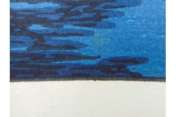 真作　後摺り わたなべ印　昭和8年川瀬巴水 松嶋島双子島」 幻想的な色彩美に惹かれる木版画　(R-083909)