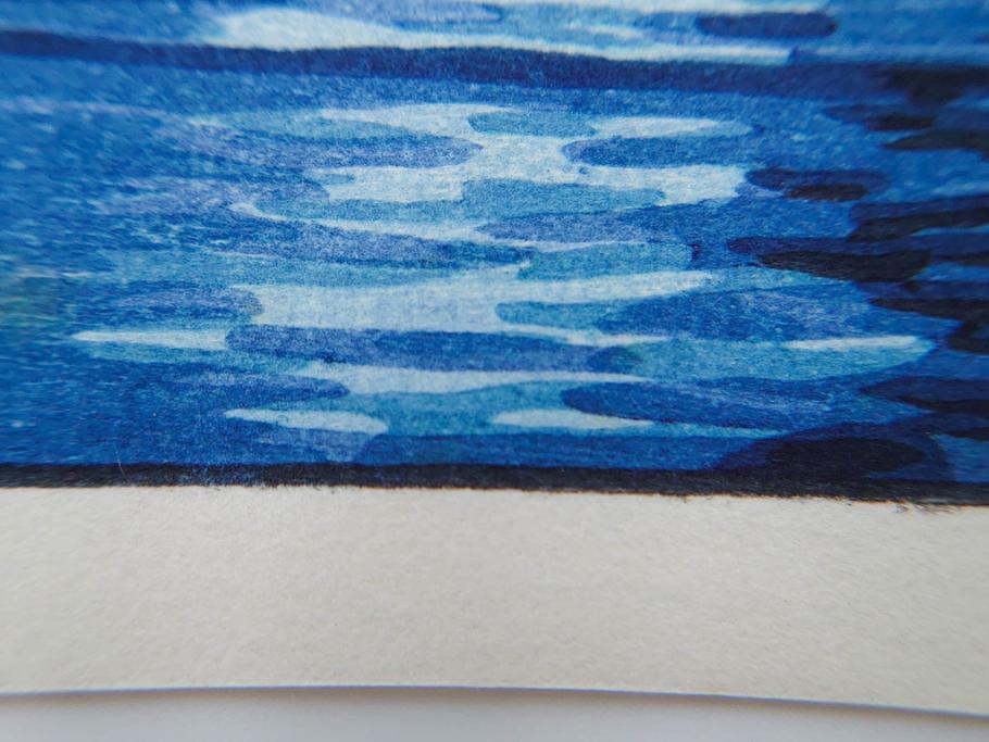 真作　後摺り わたなべ印　昭和8年川瀬巴水 松嶋島双子島」 幻想的な色彩美に惹かれる木版画　(R-083909)