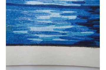 真作　後摺り わたなべ印　昭和8年川瀬巴水 松嶋島双子島」 幻想的な色彩美に惹かれる木版画　(R-083909)