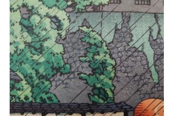 真作　後摺り　わたなべ印　昭和23年川瀬巴水作　「熊本城宇土櫓」　繊細で詩情豊かな風景表現が楽しめる木版画　(R-083912)