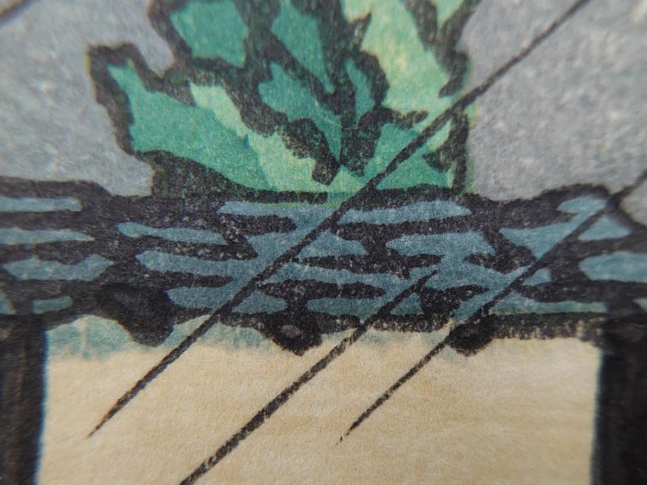 真作　後摺り　わたなべ印　昭和23年川瀬巴水作　「熊本城宇土櫓」　繊細で詩情豊かな風景表現が楽しめる木版画　(R-083912)