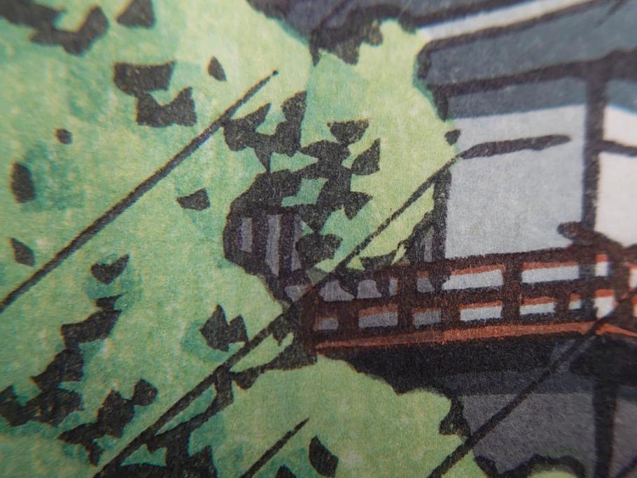 真作　後摺り　わたなべ印　昭和23年川瀬巴水作　「熊本城宇土櫓」　繊細で詩情豊かな風景表現が楽しめる木版画　(R-083912)