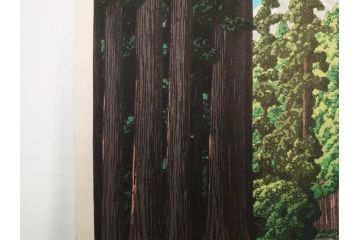 真作　後摺り木版画　わたなべ印　昭和5年川瀬巴水作　「日光街道」　(R-083913)