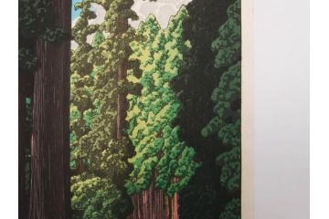 真作　後摺り木版画　わたなべ印　昭和5年川瀬巴水作　「日光街道」　(R-083913)