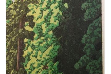 真作　後摺り木版画　わたなべ印　昭和5年川瀬巴水作　「日光街道」　(R-083913)