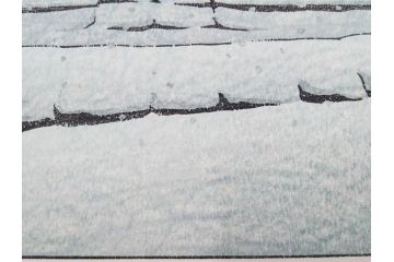 真作　後摺り　わたなべ印　昭和32年川瀬巴水絶筆作　「平泉金色堂」　静謐で美しい日本の冬景色を表現した木版画　(R-083914)