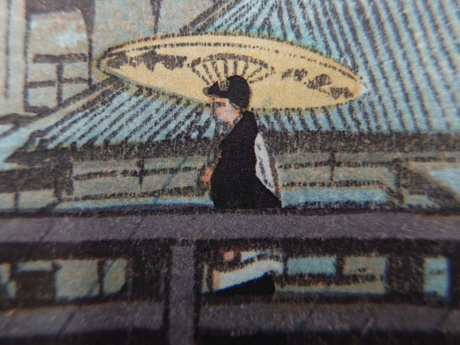 真作　後摺り木版画　わたなべ印　昭和6年川瀬巴水作　「品川」　(R-083915)