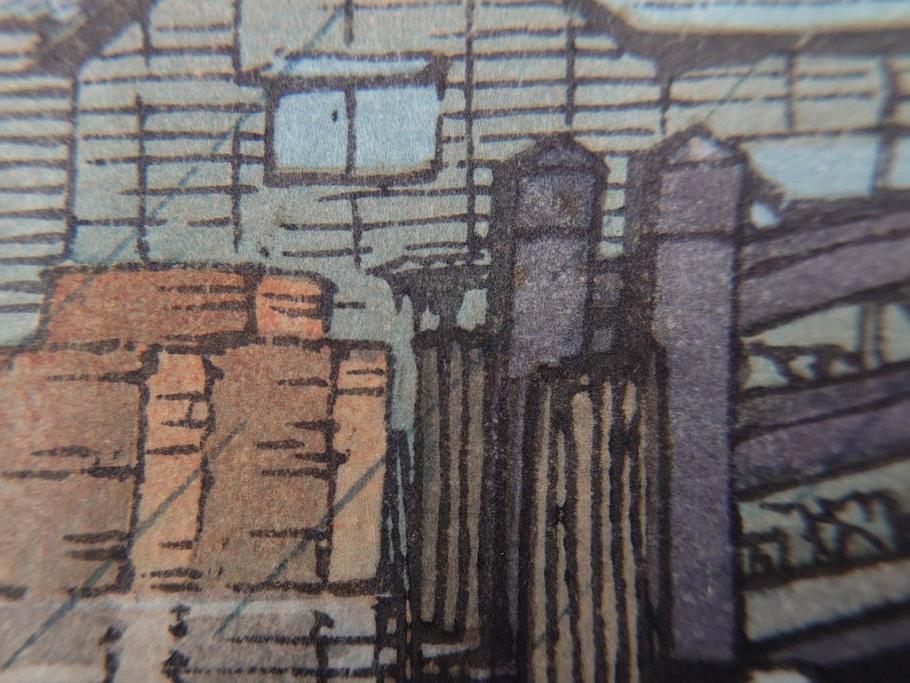 真作　後摺り木版画　わたなべ印　昭和6年川瀬巴水作　「品川」　(R-083915)