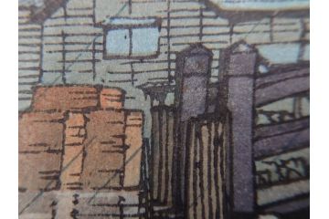 真作　後摺り木版画　わたなべ印　昭和6年川瀬巴水作　「品川」　(R-083915)