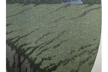 真作　後摺り木版画　わたなべ印　昭和10年川瀬巴水作　「小金井の夜桜」　(R-083916)