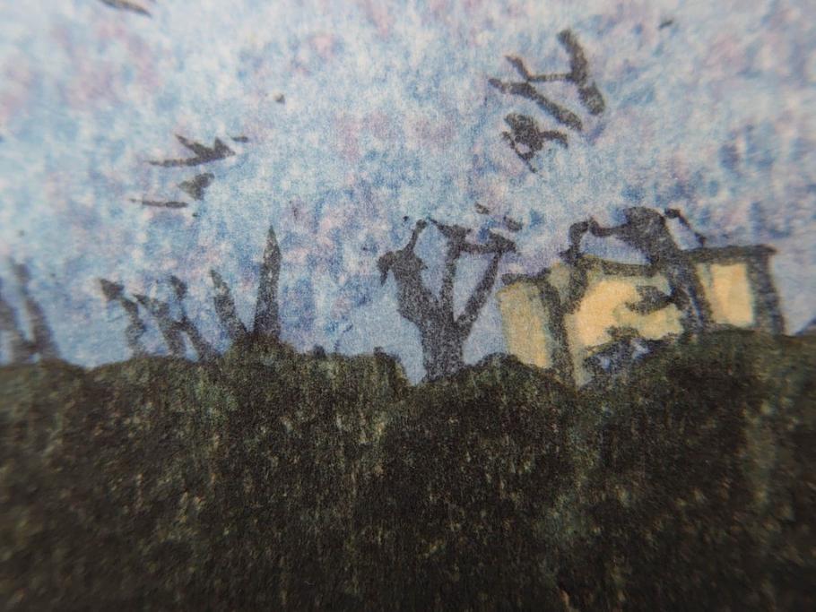 真作　後摺り木版画　わたなべ印　昭和10年川瀬巴水作　「小金井の夜桜」　(R-083916)