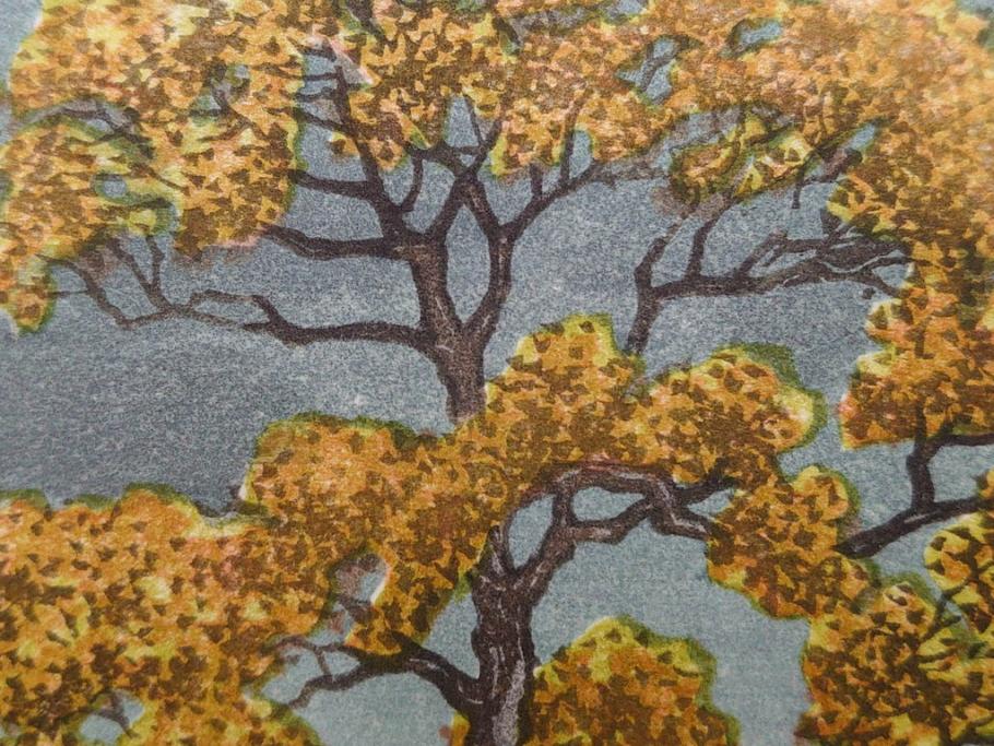 真作　後摺り　わたなべ印　昭和7年川瀬巴水作　「湖畔の雨(松江)」　静かな情景を描いた木版画　(R-083917)