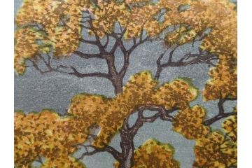 真作　後摺り　わたなべ印　昭和7年川瀬巴水作　「湖畔の雨(松江)」　静かな情景を描いた木版画　(R-083917)