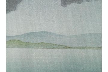 真作　後摺り　わたなべ印　昭和7年川瀬巴水作　「湖畔の雨(松江)」　静かな情景を描いた木版画　(R-083917)