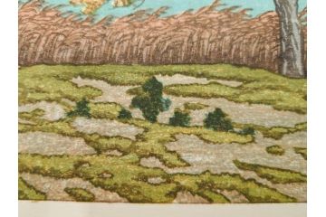 真作　後摺り　わたなべ印　昭和7年川瀬巴水作　「湖畔の雨(松江)」　静かな情景を描いた木版画　(R-083917)