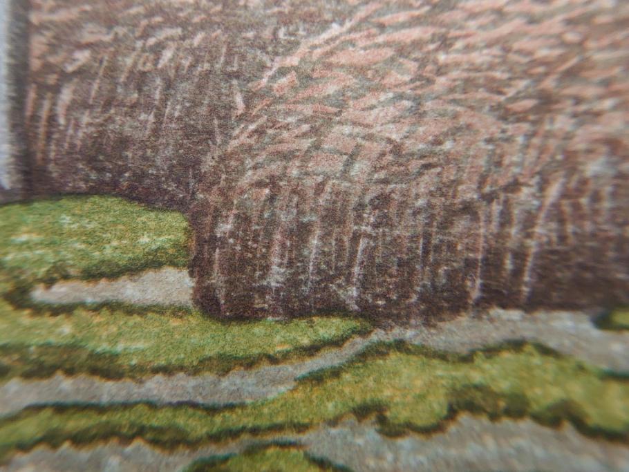 真作　後摺り　わたなべ印　昭和7年川瀬巴水作　「湖畔の雨(松江)」　静かな情景を描いた木版画　(R-083917)