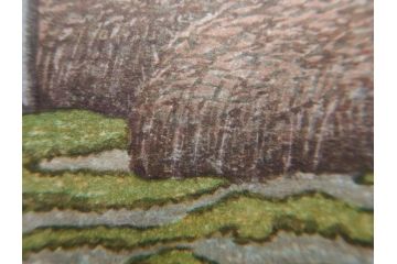 真作　後摺り　わたなべ印　昭和7年川瀬巴水作　「湖畔の雨(松江)」　静かな情景を描いた木版画　(R-083917)