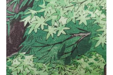 真作　堀川昭三郎摺・後摺り　わたなべ印　昭和10年笠松紫浪作　「信州白骨温泉」　情景美を描いた木版画　(R-083919)