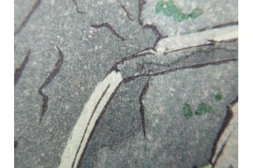 真作　堀川昭三郎摺・後摺り　わたなべ印　昭和10年笠松紫浪作　「信州白骨温泉」　情景美を描いた木版画　(R-083919)