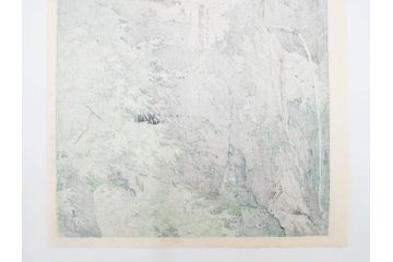 真作　堀川昭三郎摺・後摺り　わたなべ印　昭和10年笠松紫浪作　「信州白骨温泉」　情景美を描いた木版画　(R-083919)