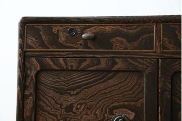 中古　美品!!　高級工芸家具　静岡指物　県知事賞受賞品　前面桑(クワ)材　天板・側面キハダ材　縦型収納箪笥(収納棚、戸棚、サイドチェスト、引き出し、整理箪笥、和タンス、たんす)(R-083920)