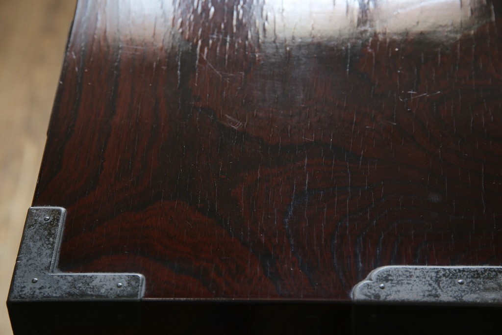 和製ビンテージ　豪華な彫金装飾と艶やかな木肌が魅力の仙台箪笥(整理タンス、収納たんす、引き出し、サイドチェスト、ヴィンテージ)(R-083923)