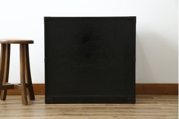 和製ビンテージ　木地呂塗り　漆塗り　凝った金具が上質な和の雰囲気を引き立てる仙台小箪笥　(R-083924)