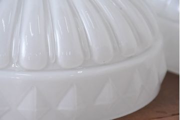 和製アンティーク　被せガラス　レトロな雰囲気と可愛らしいデザインが魅力の電笠2点セット(ペンダントライト、吊り下げ照明、天井照明、シェード)(R-083929)