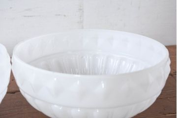 和製アンティーク　被せガラス　レトロな雰囲気と可愛らしいデザインが魅力の電笠2点セット(ペンダントライト、吊り下げ照明、天井照明、シェード)(R-083929)