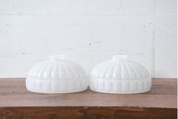 和製アンティーク　被せガラス　レトロな雰囲気を高める電笠2点セット(ペンダントライト、吊り下げ照明、天井照明、シェード)(R-083930)