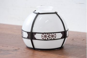 和製アンティーク　お花のセルロイド装飾が素敵!お部屋のアクセントになる電笠(ペンダントライト、吊り下げ照明、天井照明、シェード)(R-083933)