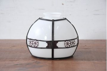 和製アンティーク　お花のセルロイド装飾が素敵!お部屋のアクセントになる電笠(ペンダントライト、吊り下げ照明、天井照明、シェード)(R-083933)
